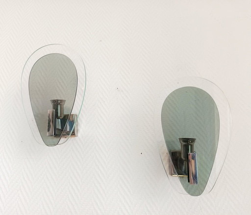 2x appliques space age verre fumé 1970