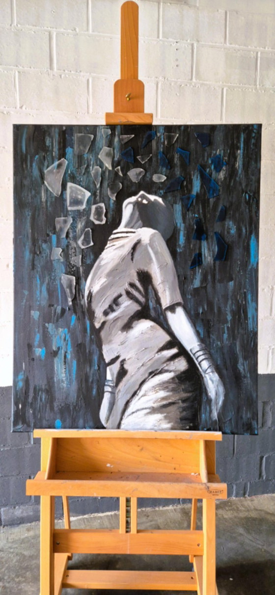 Rain of Glass - Acryl Mixed Media Schilderij – Paintings & Drawings, Canvas (photo 4 of 7)