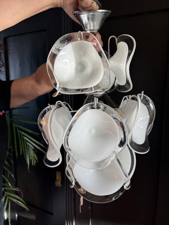 Image 1 of Vistosi kroonluchter - wit Murano glas - handgeblazen