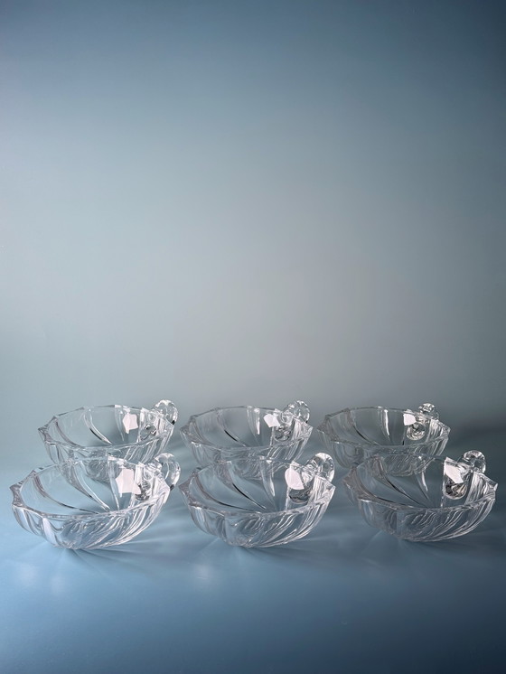 Image 1 of Val Saint Lambert - 6 Coupes à dessert en cristal (Coquilles) - Collection Royale