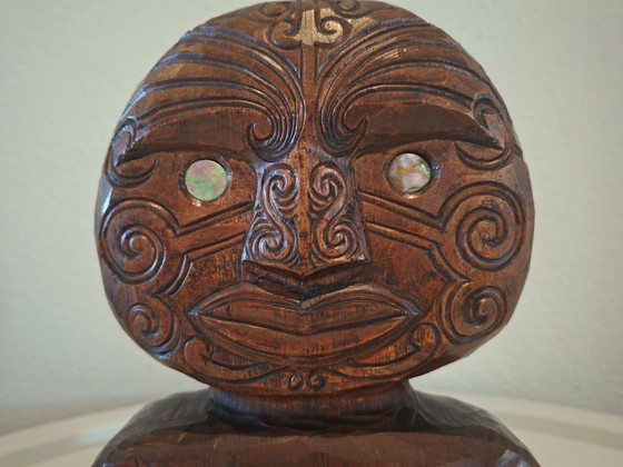 Unique Hand-Carved Māori Tekoteko Sculpture, Signed by Ropata (, Wood, Other, Brown (photo 2 of 13)