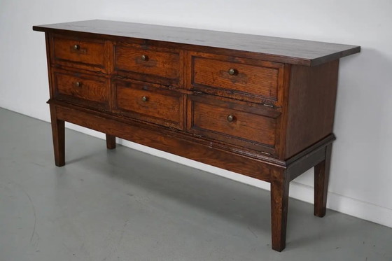 Image 1 of Armoire de pharmacie/classeur ancienne en chêne français, avec portes à charnières, début du XXe siècle