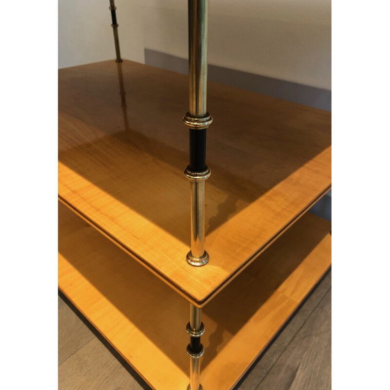 Image 1 of Vintage three-tiered console in sycamore and brass by Jansen, 1940