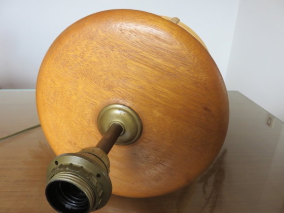 Image 1 of XXL lamp in the style of Gabriella Crespi, rattan, leather and wood, 60s-70s