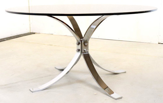 Image 1 of Tavolino vintage cromato con piano in vetro fumé 'Ostrau