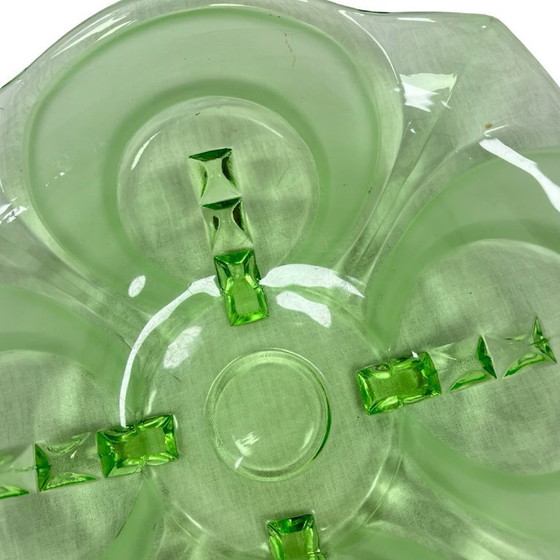 Image 1 of Jardinera/fuente para servir de cristal verde estilo Art Déco, Walther Glas, Irene, Alemania, 1960.