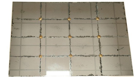 Image 1 of Mirror Composed of Hand-Silvered and Antiqued Mirror Tiles with Craft Studs, in Several Sizes