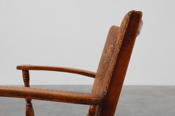 Image 1 of Poltrona in pelle e rovere di Theo Ruth per Artifort, Paesi Bassi, 1940