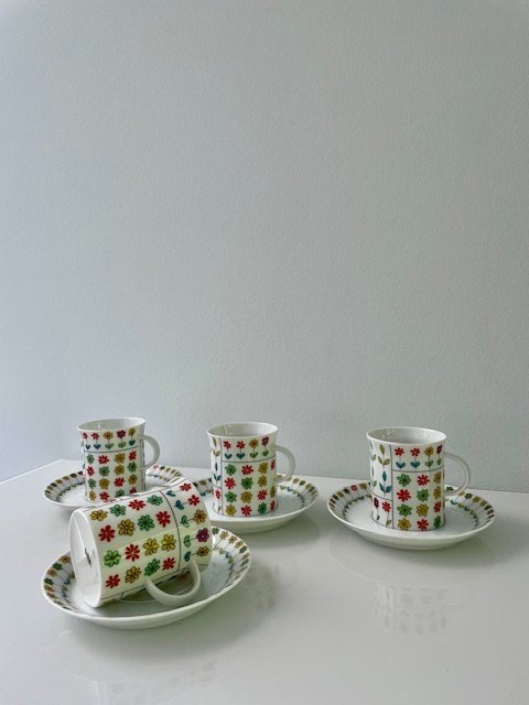 4 Vintage Rosenthal Cups and Saucers | Design Hans-Theo Baumann & Emilio Pucci