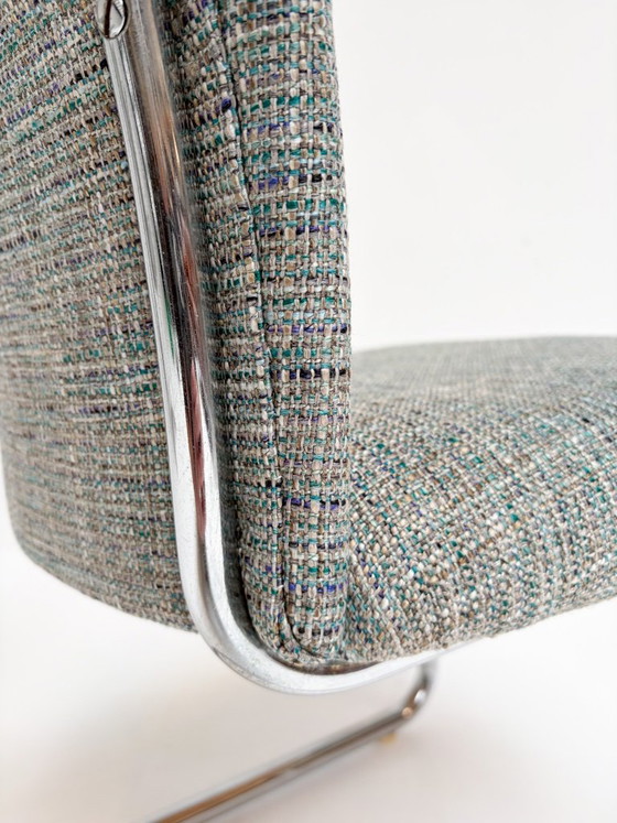 Set di 2 sedie a struttura tubolare Dutch Design De Wit, anni '50, Toon de Wit, Poltrone, Cromo, Tessile (foto 7 di 15)