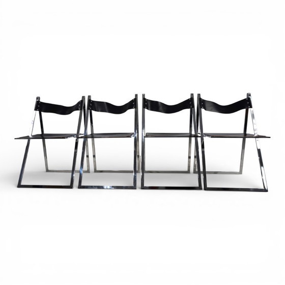 Image 1 of Juego de cuatro sillas de comedor plegables Lübke de Fantoni&Geraci, 1969