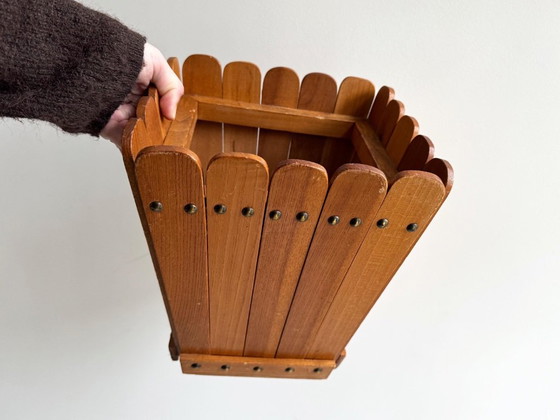 1x Vierkante Vintage Papierbak / Prullenbak Van Hout – Decoratie, Metal, Wood (photo 9 of 9)