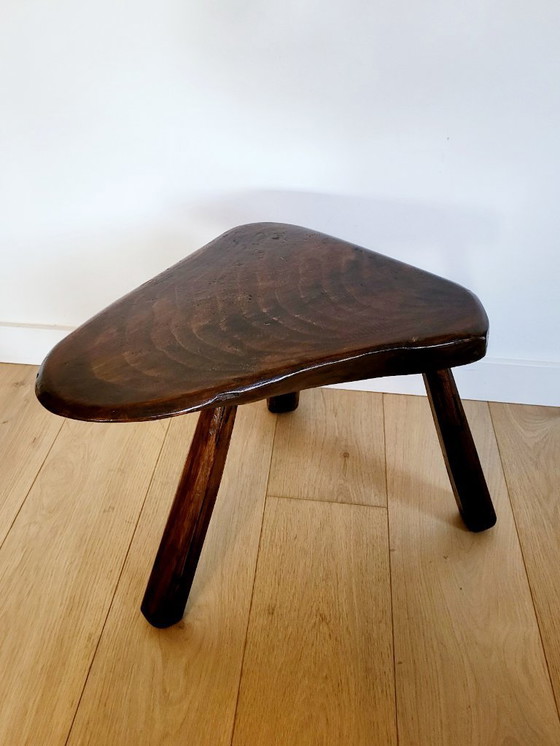 Image 1 of Boomstam massief houten bijzettafeltje of zitbankje, landelijke stijl, brutalist , jaren 60