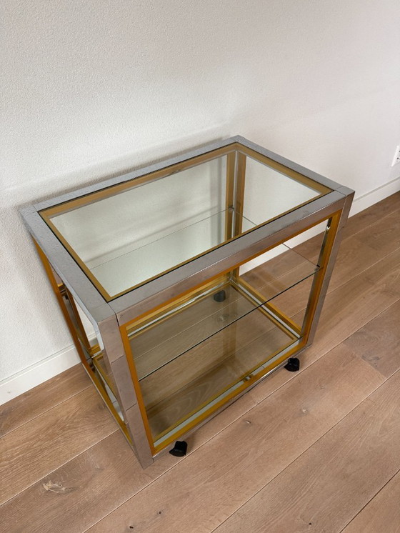 Image 1 of Carrello, carrello di servizio, vetro ottone cromato italiano Renato Zevi