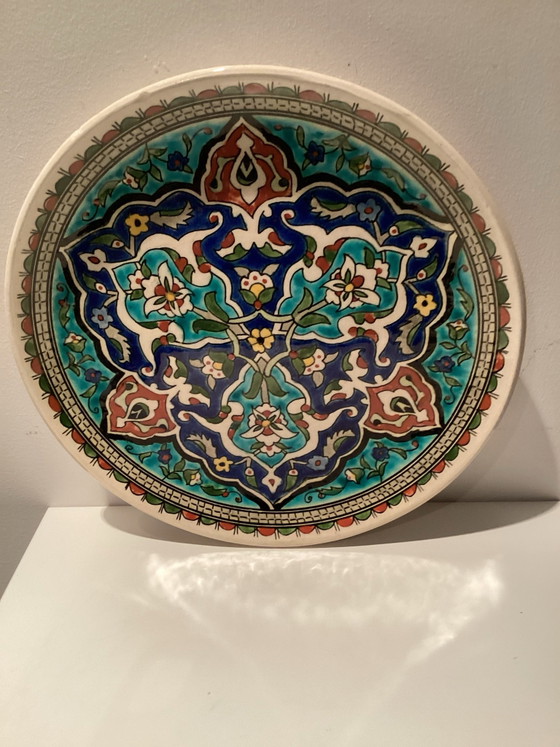 Original Turkish hand-painted Kutahya wall plate., Elhamra Çini, Wall decoration, Ceramic, Blue (photo 4 of 5)