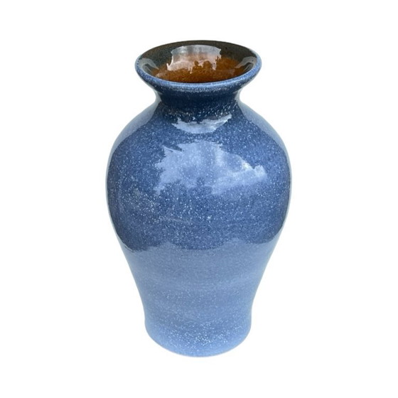 Image 1 of Vintage blauwe keramieken vaas - reactief glazuur, Duitsland, jaren 1960/1970.