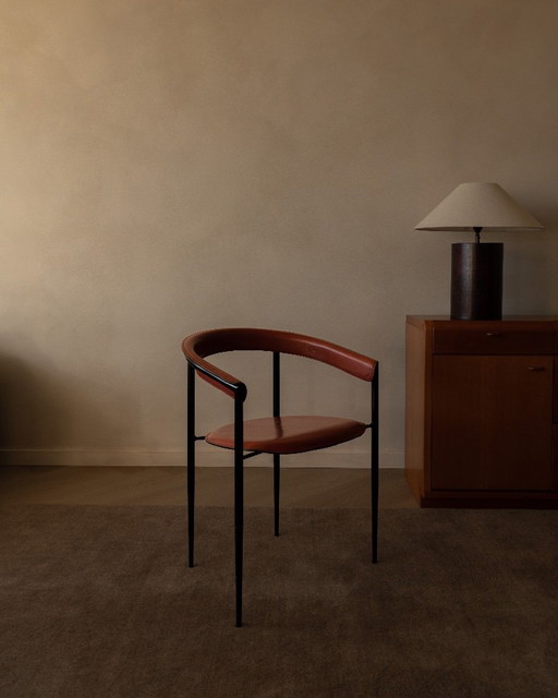 Sedia da pranzo vintage in pelle Arrben Italy, design postmoderno italiano