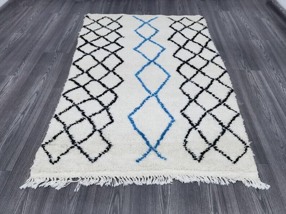 Alfombra bereber blanca con decoración, 250cm x 150cm – Wool, Bohemian (photo 8 of 9)