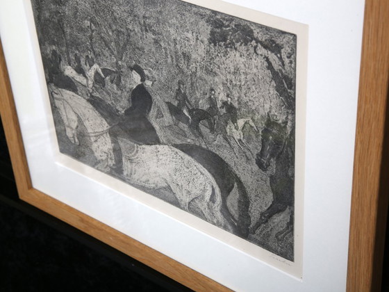Image 1 of Teuber, Hermann - o. T. (Reiter) - Eau-forte - encadrée - signée à la main