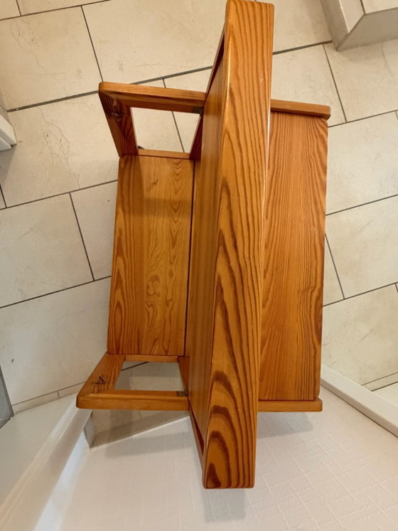 Vintage Scandinavian Pine Folding Serving Trolley - 1970s / Scandinavian Folding Serving Trolley Made of Pine (photo 4 of 9)