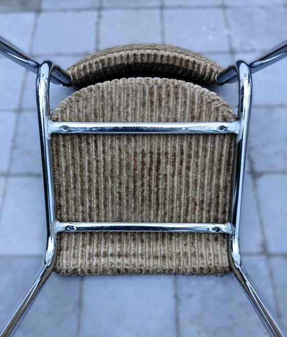 Image 1 of 4x Retro-Stühle / aus Metallrohr und Cord