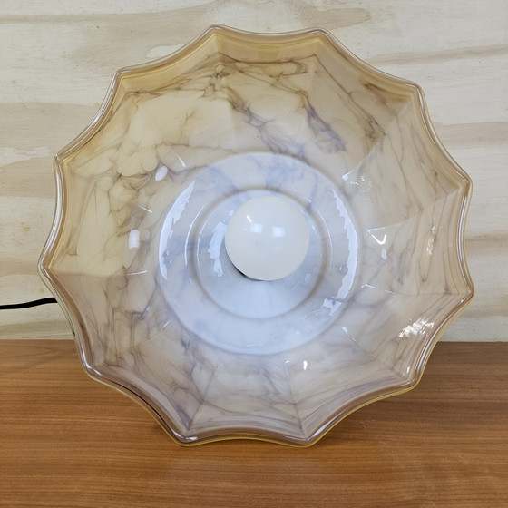 Image 1 of Plafonnier Art Déco ancien en verre marbré (jaune/orange)