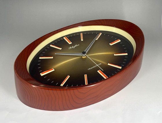 Image 1 of Orologio da parete Rhythm Japan – Design Mid-Century/Space-Age – Quarzo silenzioso – Vintage