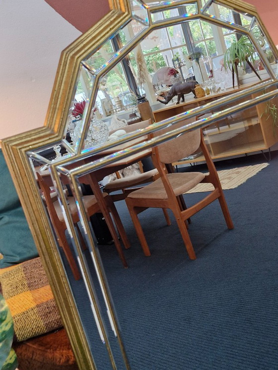 Image 1 of Vintage spiegel DeKnudt messing facet geslepen