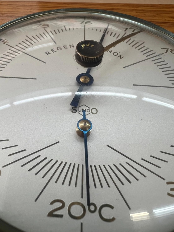 Vintage SUNDO Barometer Thermometer Houten Weerstation Jaren 60 | Mid Century Wanddecoratie | Duits Design (photo 4 of 7)