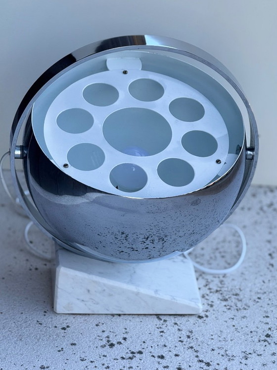 Image 1 of Vintage Space Age table lamp with marble base and swivel chrome metal shade
