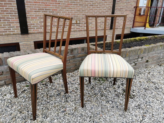 Image 1 of Sedie da pranzo antiche restaurate con intarsio