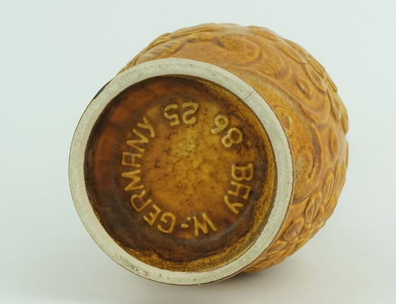 Image 1 of 1960s Bay Ceramic Vase Relief Floral Decor Model 86 25