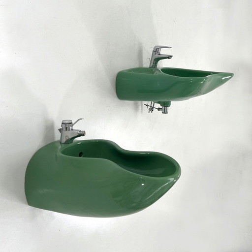 Set da bagno verde di Luigi Colani per Villeroy & Boch, anni '60