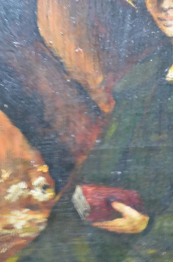 Escuela Francesa, Siglo XX “El Lector” Óleo sobre Tabla – Pinturas y dibujos, Wood (photo 7 of 9)