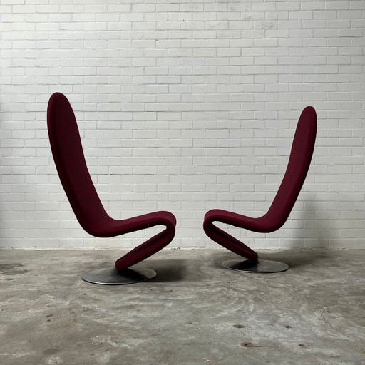 2x Verner Panton 1-2-3 fauteuil highback chair