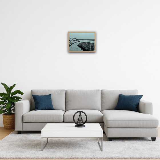 Image 1 of Ink on green-grey paper, 40x30cm.