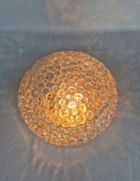 Image 1 of Vintage Amber Bubble Glass Flush Mount Ceiling Light by Massive Leuchten, Germany, 1970s, E27