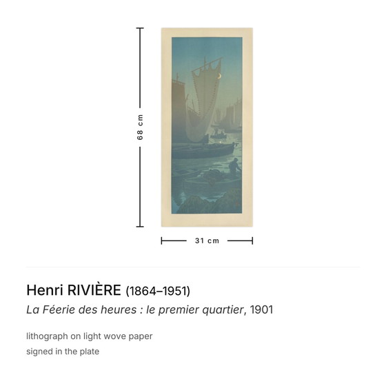Henri Rivière, Lithografie: Die Magie der Stunden: Das erste Vierteljahr 1901 – Lithographien & Drucke, Paper (photo 3 of 5)