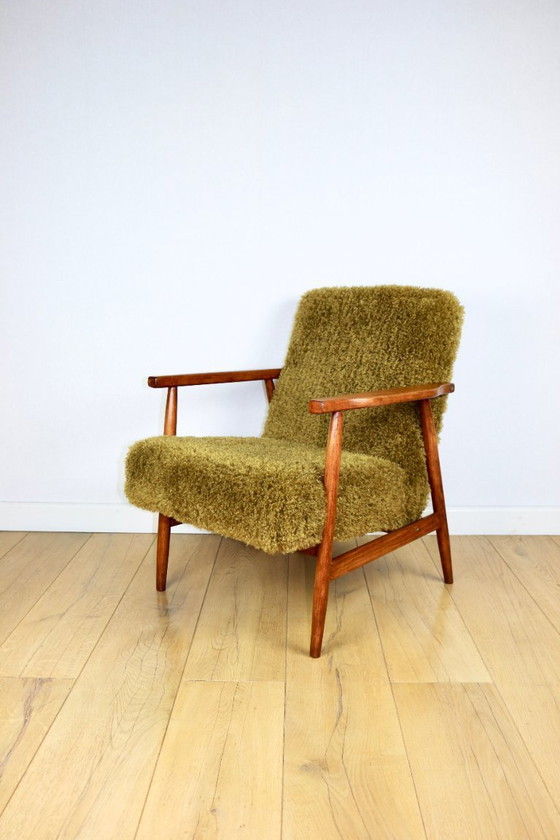 Image 1 of Vintage armchair, 1970s, fox - high pile Camel Olive Dark Khaki