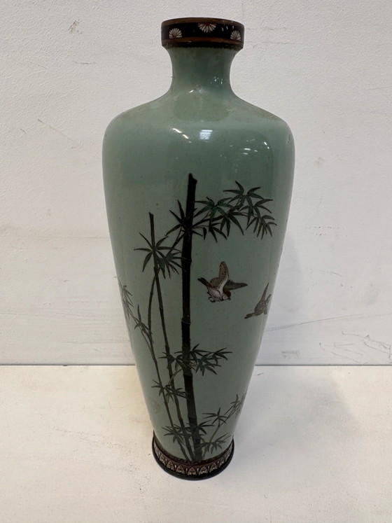 Jarrón Cloisonné Japonés – Período Meiji – Motivo de Pájaro – 19 cm – Jarrones (photo 7 of 9)