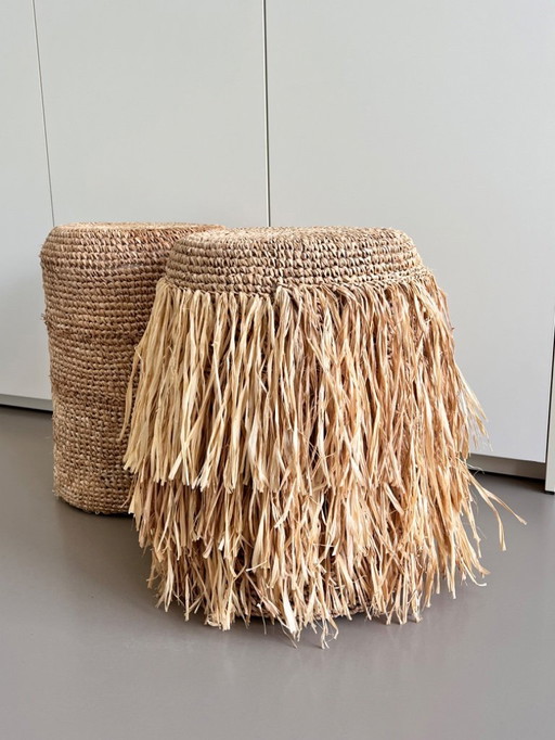 2x Wicker Pouffes
