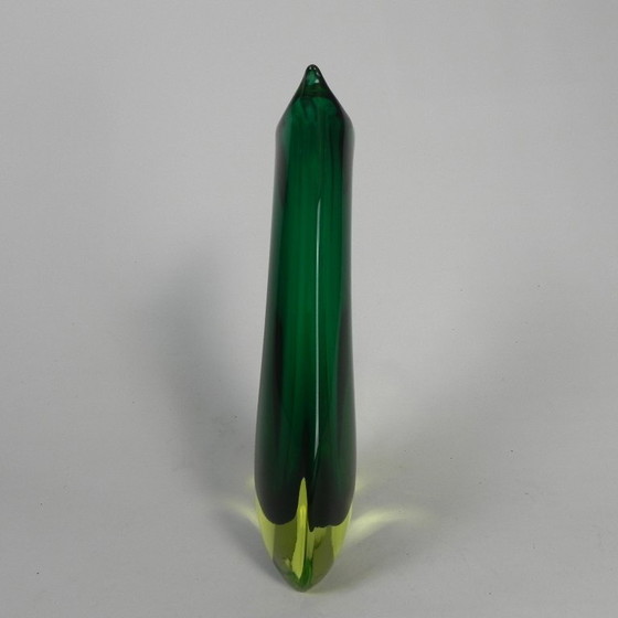 Murano Sommerso Vase in Green and Yellow-Amber Glass, 1960s – Vintage (photo 11 of 14)