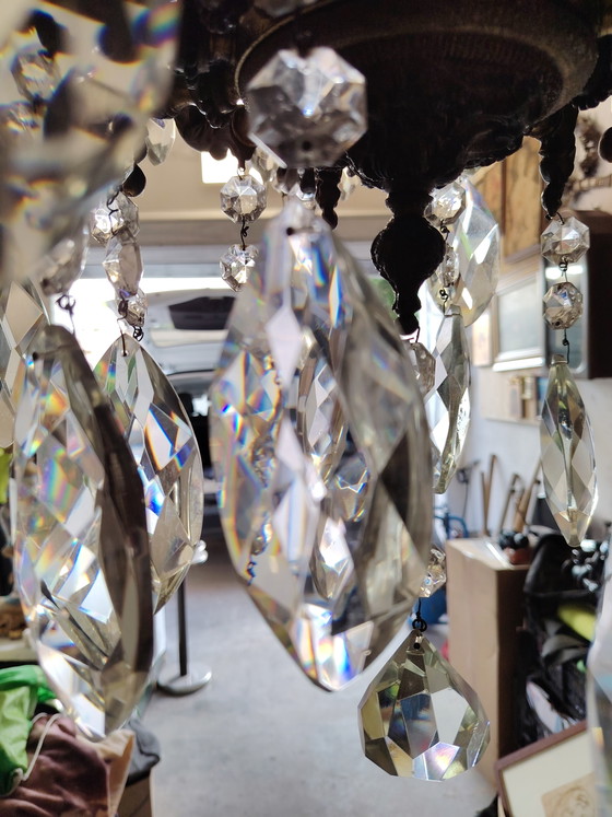 Image 1 of Kronleuchter aus Bronze und Glas aus Böhmen