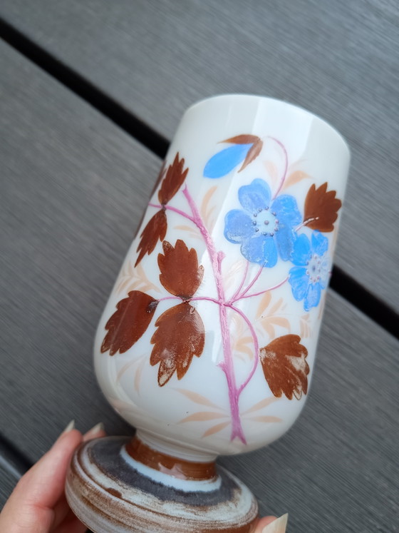 Vintage vase or chalice on a foot - hand-painted – Ceramic, Glass (photo 4 of 5)