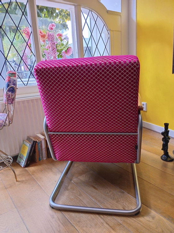 Gispen Classic 407: in roze cyclaam. – Fauteuils, Textiel, Hout (photo 4 of 7)