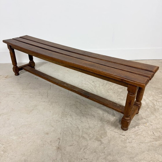 Dos bancos de madera, marrones, Marrón, Vintage (foto 10 de 14)