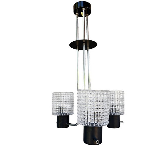 Image 1 of Elektroinstala Jílové pendant lamp, Czechoslovakia, 1970s, embossed glass, modernism