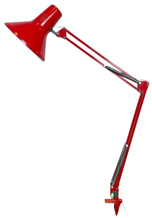 Vintage Red Italian Architect Table Lamp, 1970s