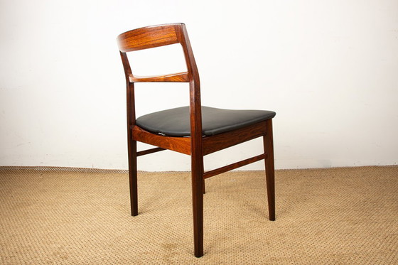 Image 1 of Serie di 4 sedie danesi in palissandro e skai nuovo di Henning Kjaernulf per Vejle Stole 1960.