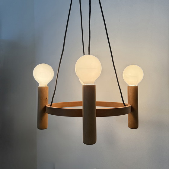 Image 1 of Vintage Domus Danish design hanging lamp chandelier , 1970s